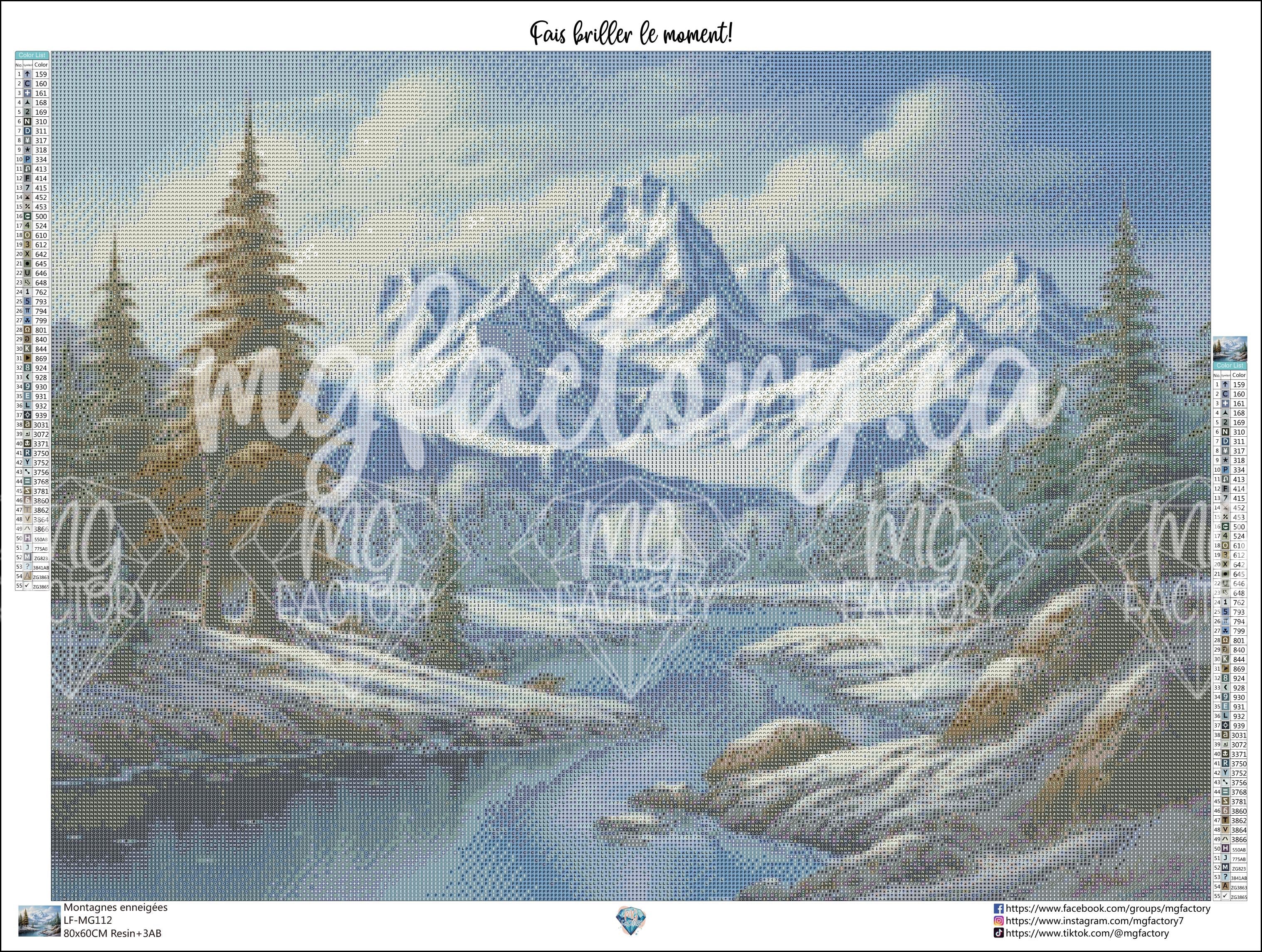 Toile Diamond Painting - Montagnes enneigées 80x60cm