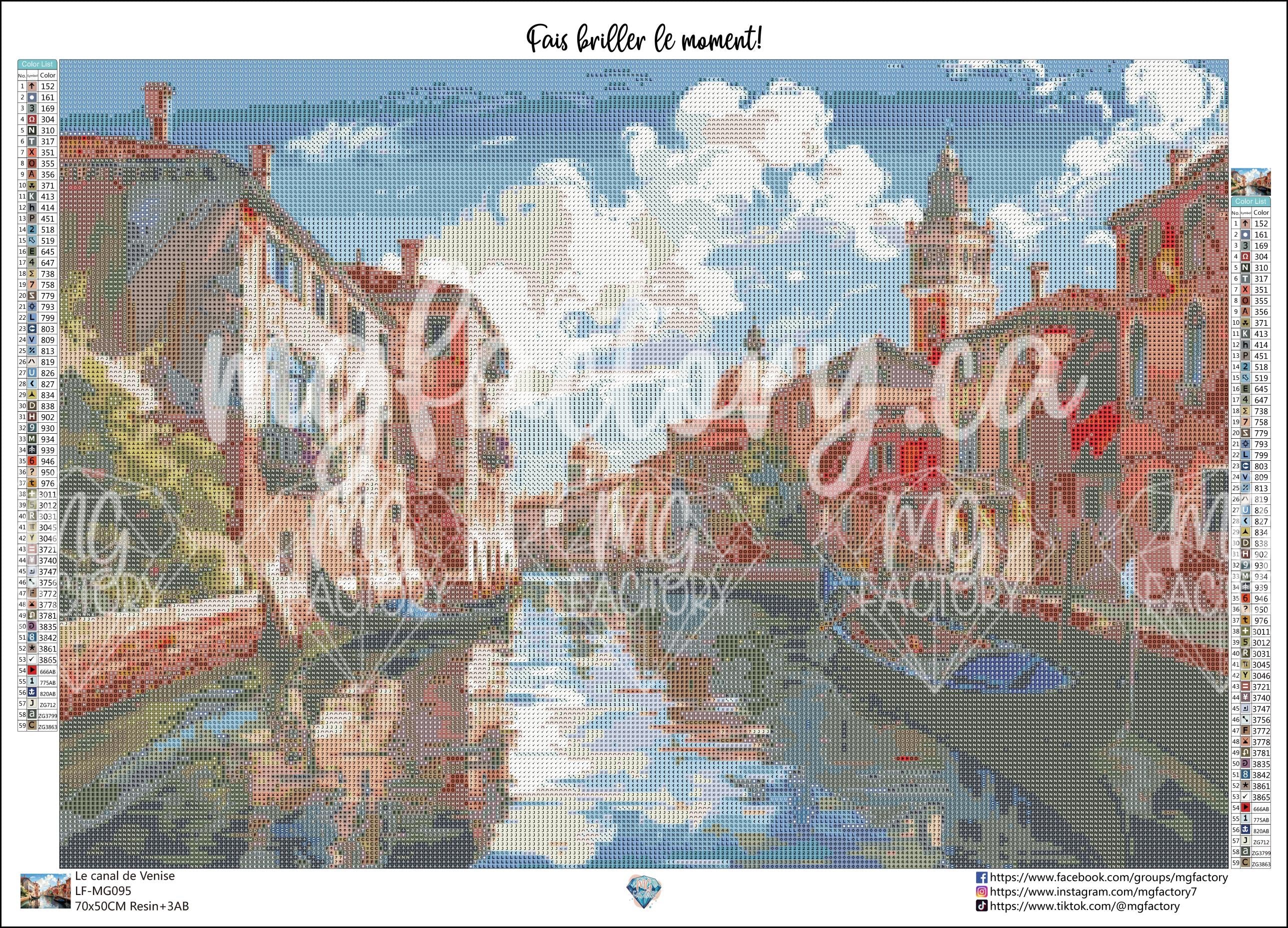 Toile Diamond Painting - Le canal de Venise 70x50cm