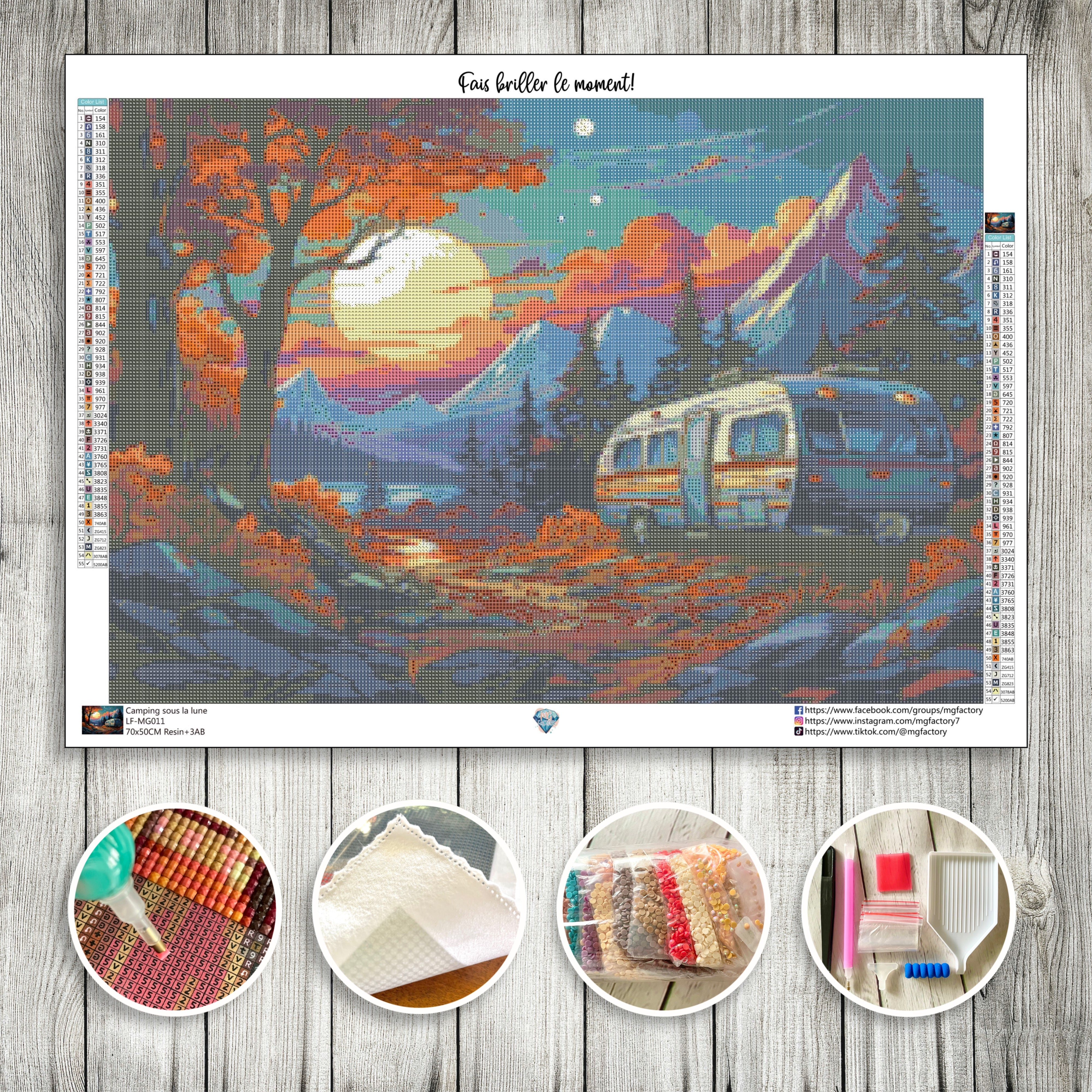 Diamond Painting Canvas - Camping under the moon 70x50cm