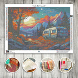 Toile Diamond Painting - Camping sous la lune 70x50cm