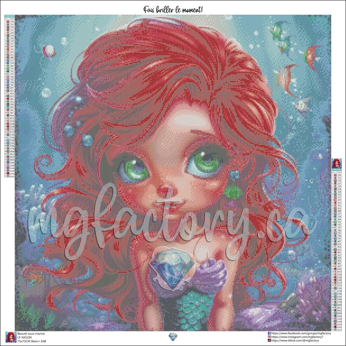 Toile Diamond Painting - Beauté sous-marine 75x75cm - MG Factory