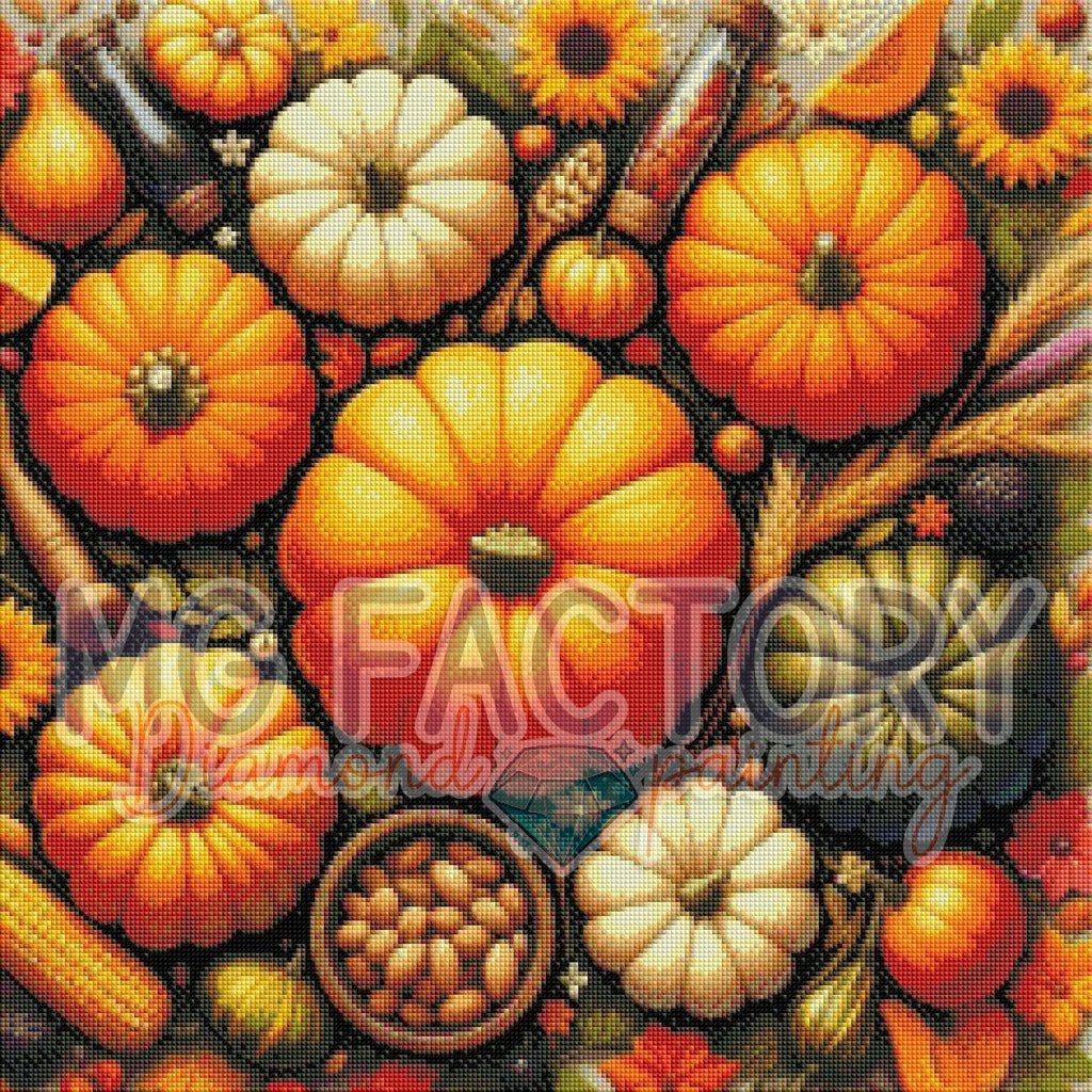 Toile Diamond Painting - Courges en fête 60x60cm - MG Factory