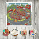 Toile Diamond Painting - Festin sur le grill 70x65cm - MG Factory