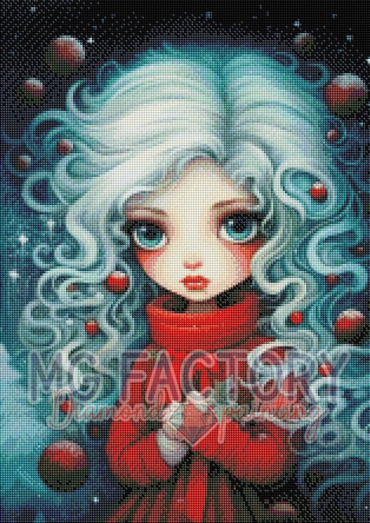 Toile Diamond Painting - La fillette de Noël 50x70cm - MG Factory