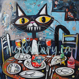 Toile Diamond Painting - Le banquet du félin 60x60cm - MG Factory