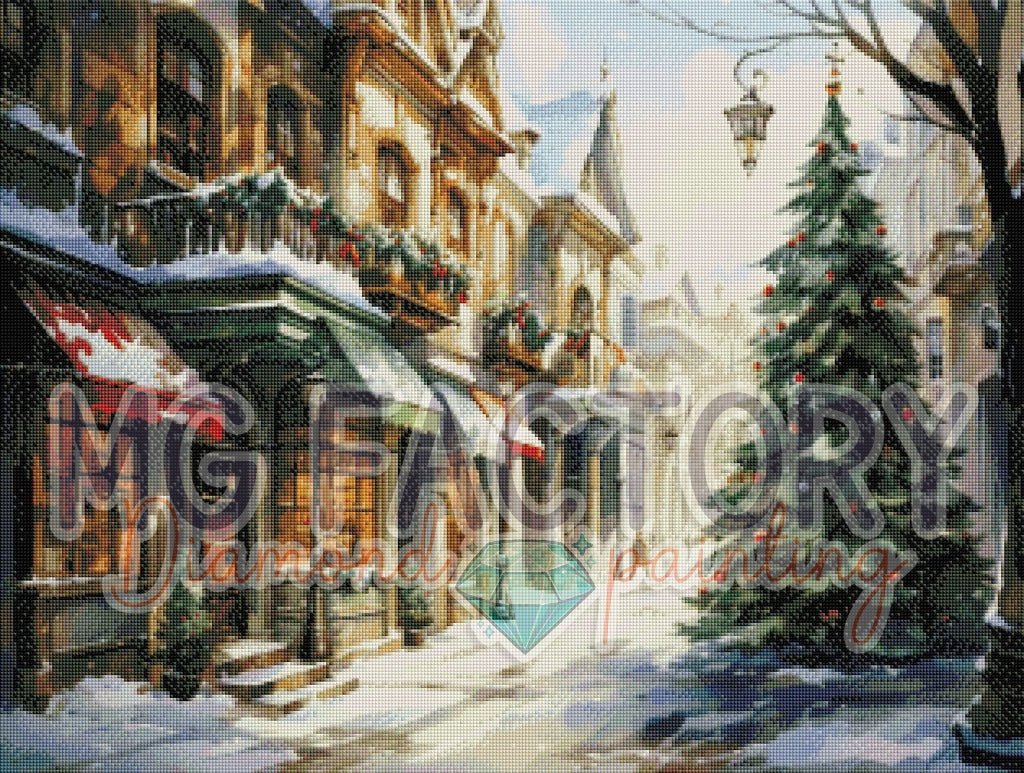 Toile Diamond Painting - Le village de Noël 80x60cm - MG Factory