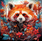 Toile Diamond Painting - Panda roux et ses fleurs 70x70cm - MG Factory