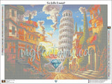 Toile Diamond Painting - Pise au coeur de la ville 80x60cm - MG Factory