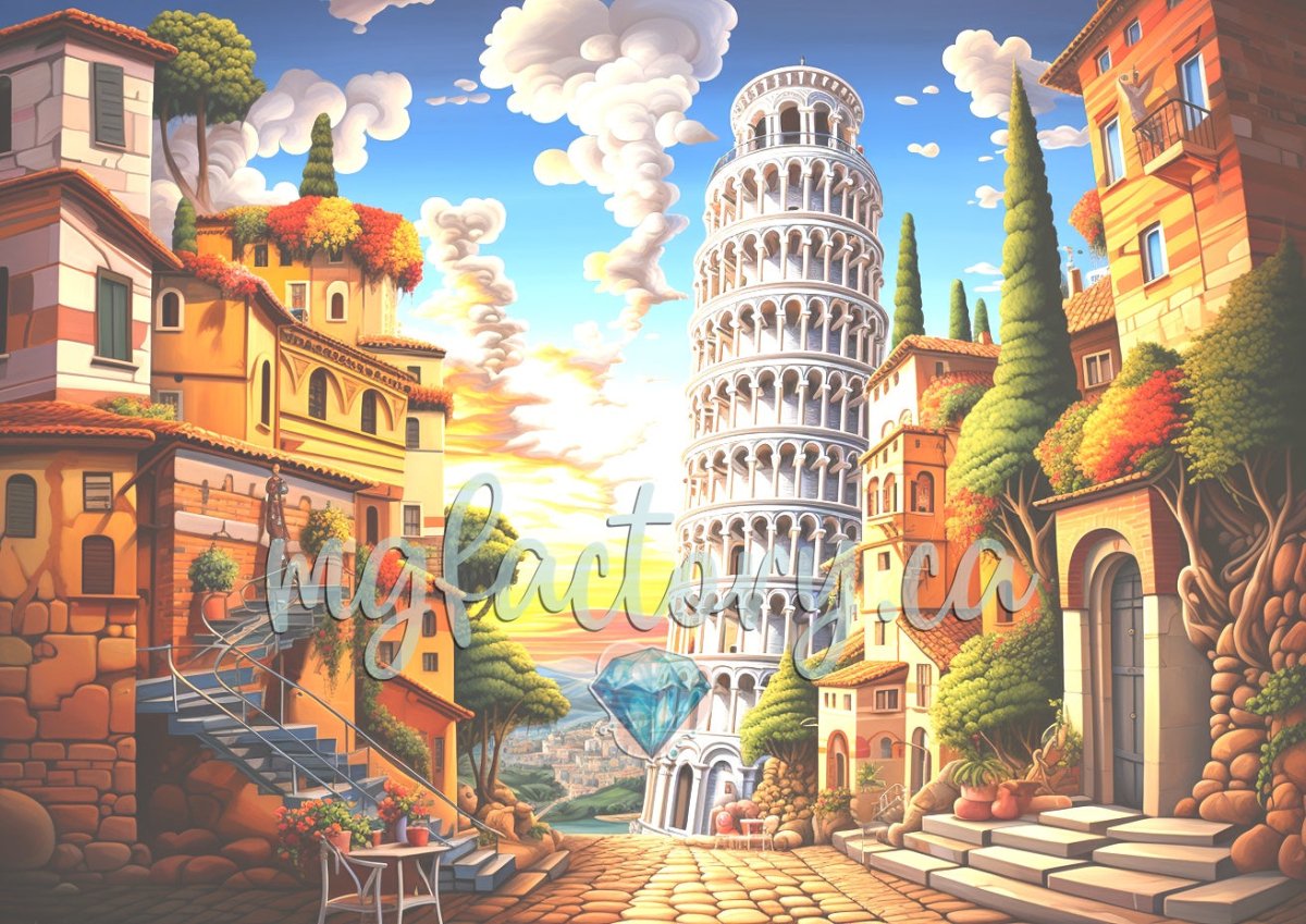 Toile Diamond Painting - Pise au coeur de la ville 80x60cm - MG Factory