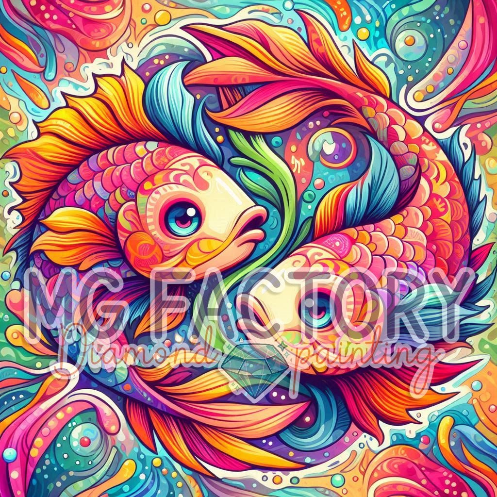 Toile Diamond Painting - Symbole des mers: Poisson 80x80cm - MG Factory