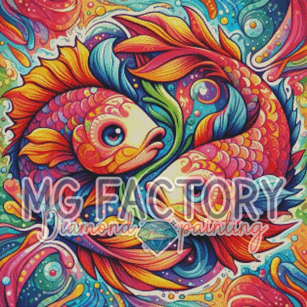 Toile Diamond Painting - Symbole des mers: Poisson 80x80cm - MG Factory