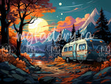 Toile Diamond Painting - Camping sous la lune 70x50cm - MG Factory