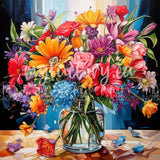 Toile Diamond Painting - Bouquet éclatant 70x70cm - MG Factory