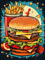 Toile Diamond Painting - Le pop burger 50x65cm - MG Factory