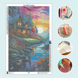 Toile Diamond Painting - Reflets au bord de l'eau 55x85cm - MG Factory