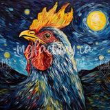 Toile Diamond Painting - Un coq dans la nuit 50x50cm - MG Factory